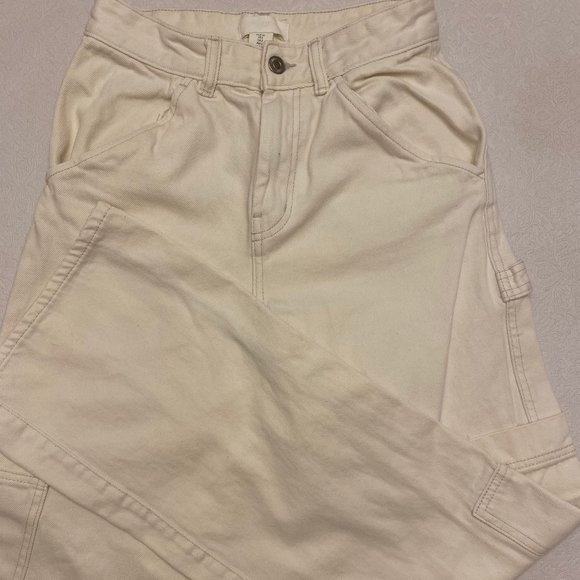 H&M CREAM CARGO PANTS SIZE 2 - Picture 1 of 3